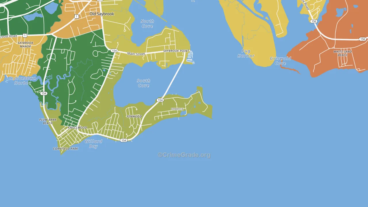 Fenwick, CT Map of Robbery Rates