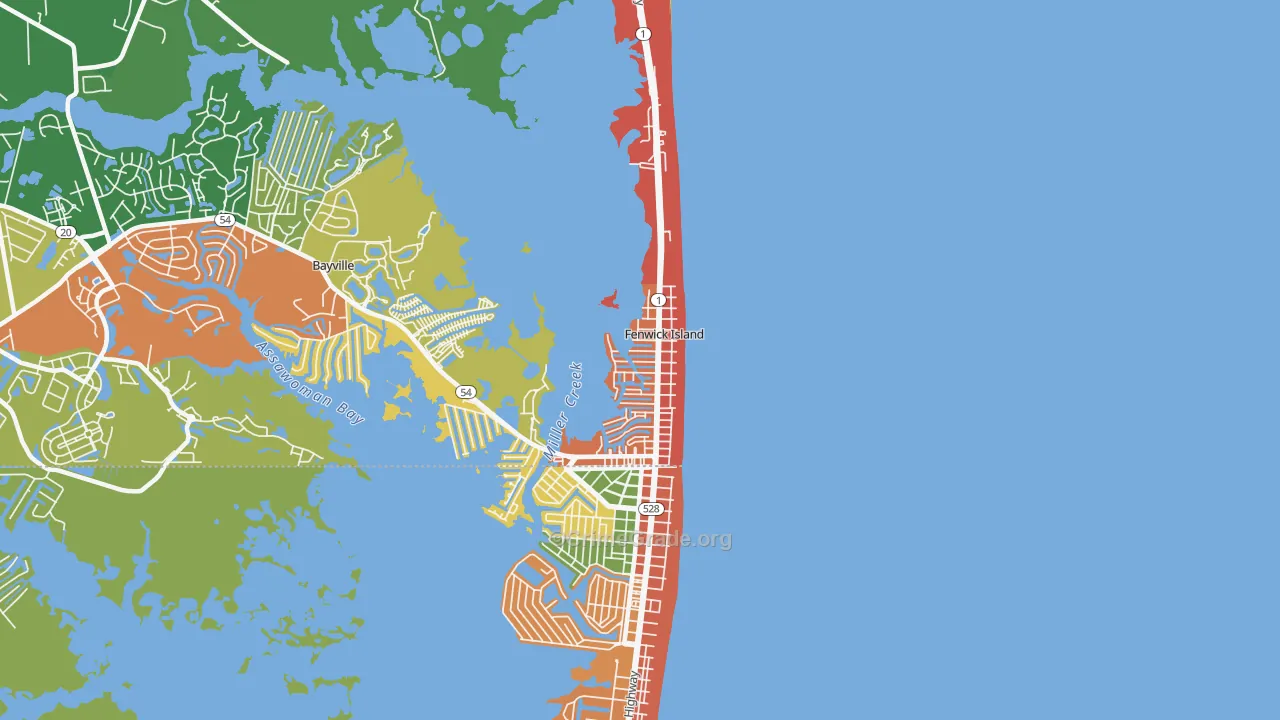 Fenwick Island, DE Map of Robbery Rates