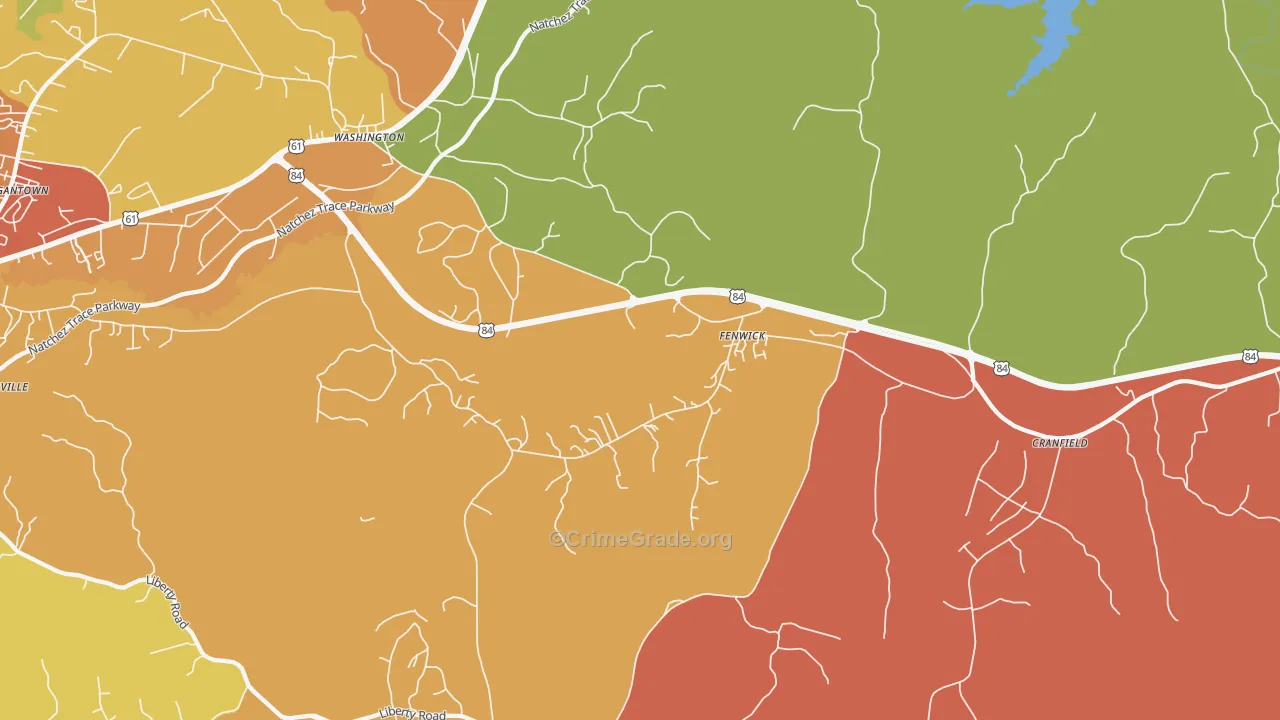 Fenwick, MS Map of Robbery Rates