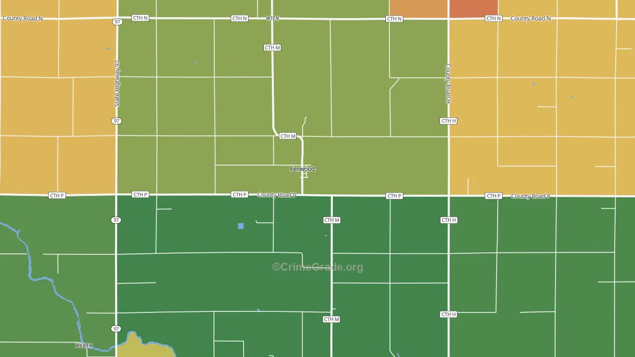 Fenwood, WI Map of Robbery Rates