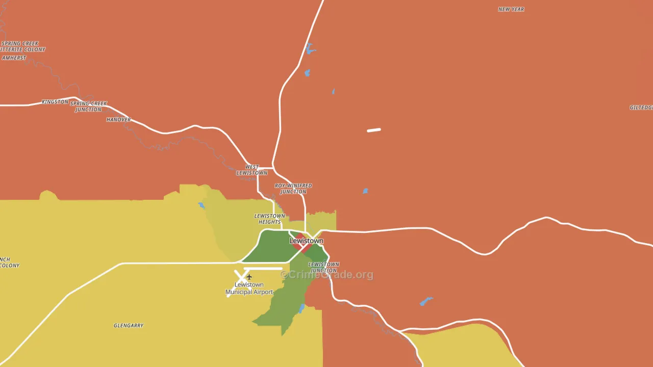 Fergus County, MT Map of Robbery Rates