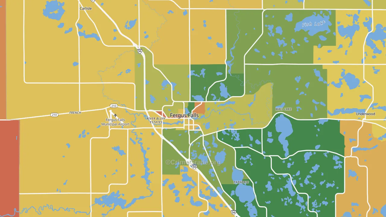 Fergus Falls, MN Map of Robbery Rates