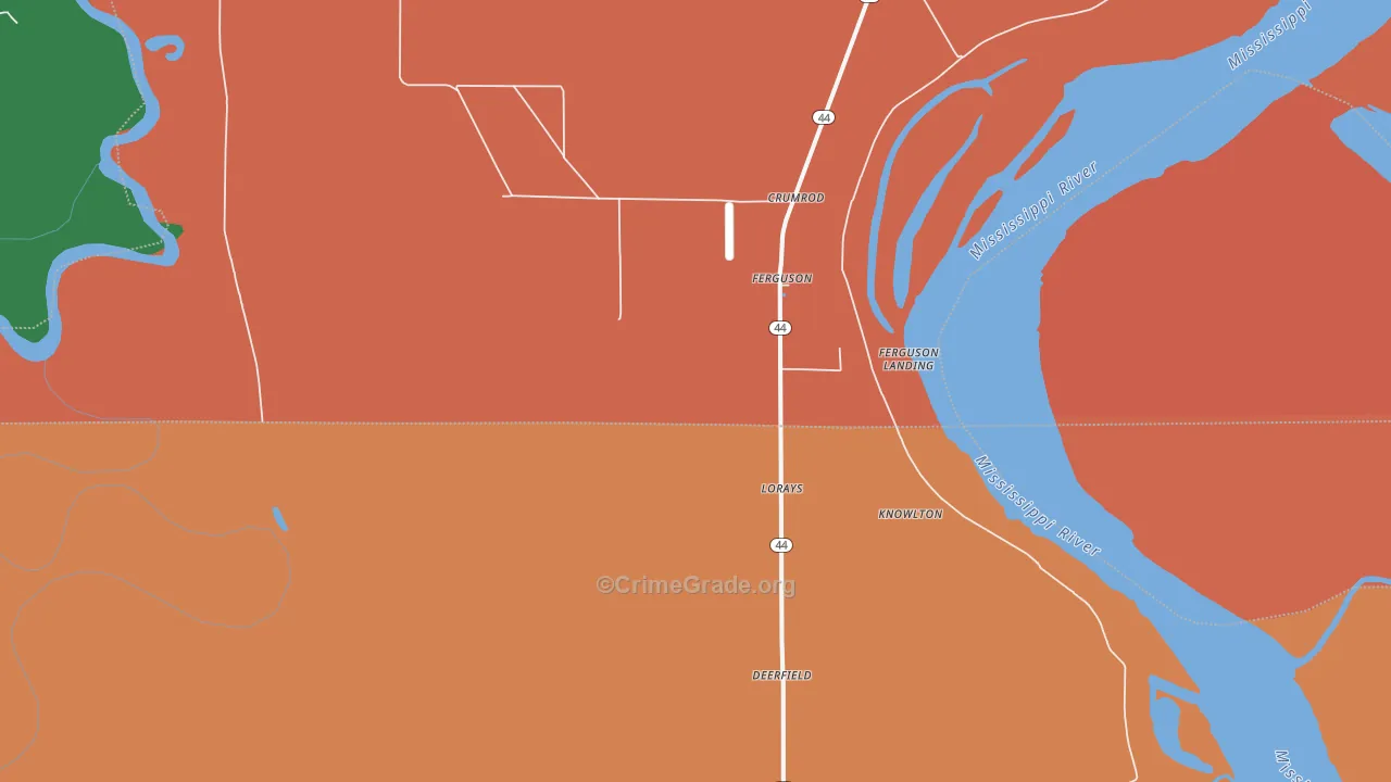 Ferguson, AR Map of Robbery Rates