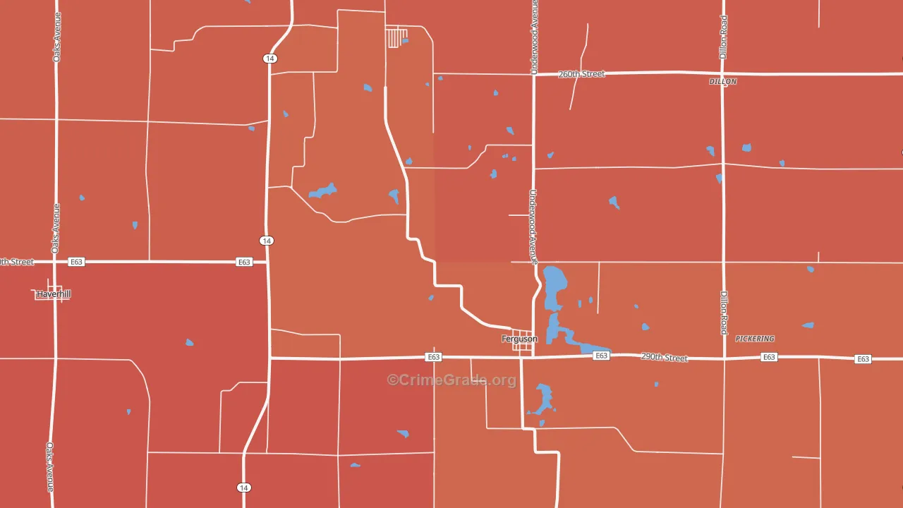 Ferguson, IA Map of Robbery Rates