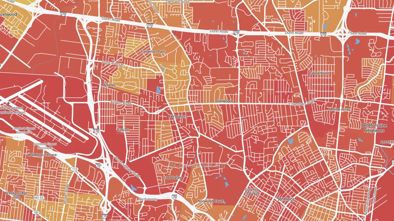 Ferguson, MO Map of Robbery Rates