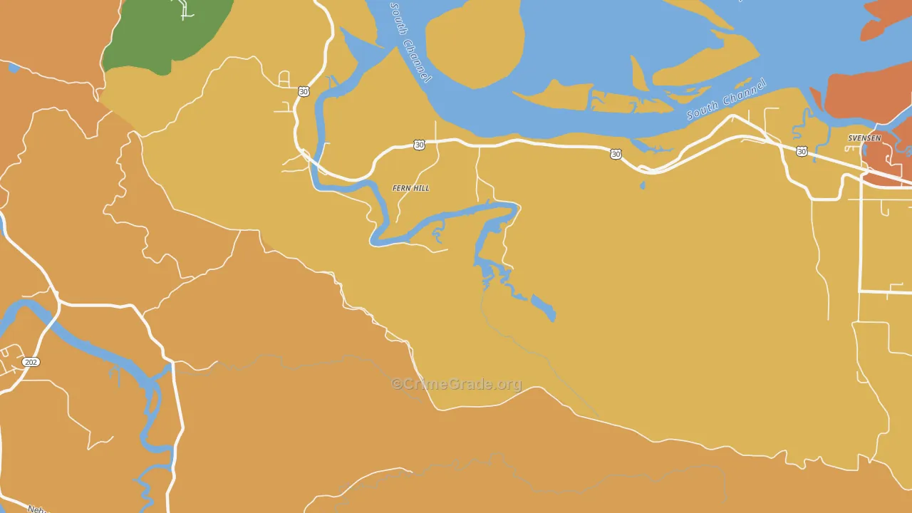 Fern Hill, OR Map of Robbery Rates