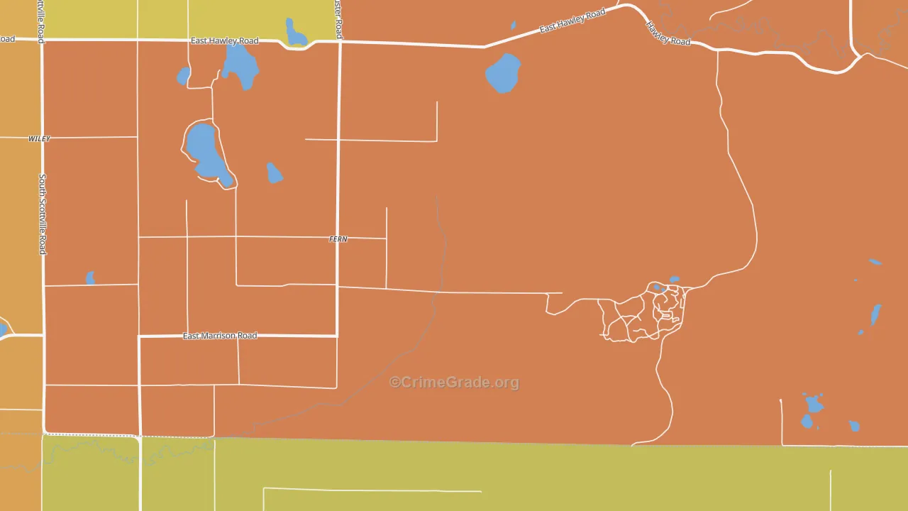 Fern, MI Map of Robbery Rates