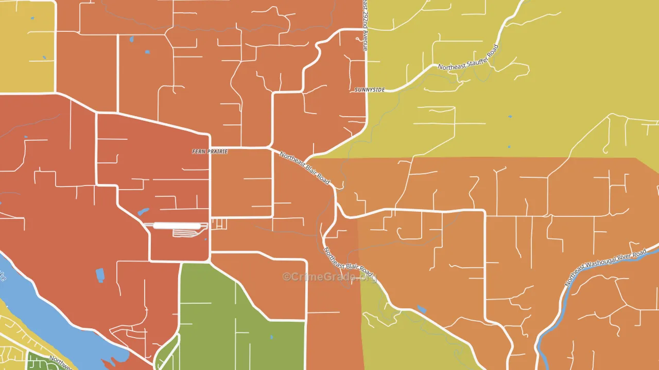 Fern Prairie, WA Map of Robbery Rates