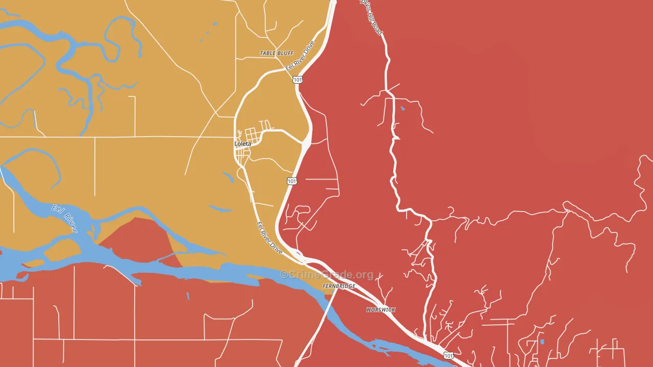 Fernbridge, CA Map of Robbery Rates
