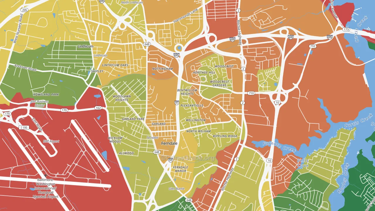 Ferndale, MD Map of Robbery Rates