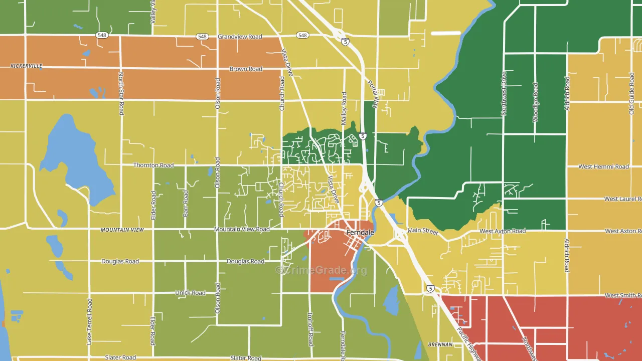 Ferndale, WA Map of Robbery Rates