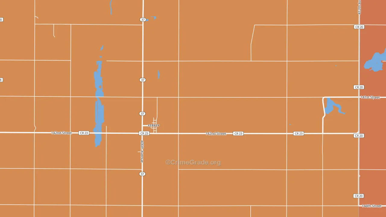 Ferney, SD Map of Robbery Rates