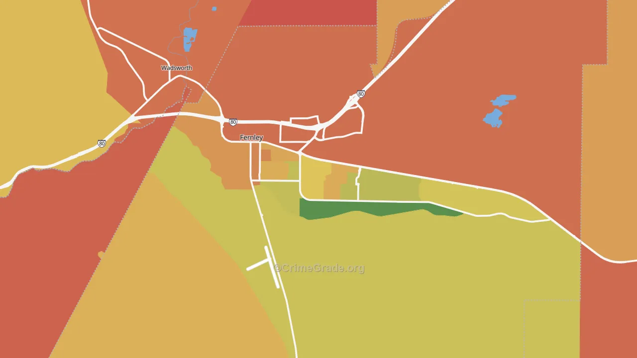 Fernley, NV Map of Robbery Rates
