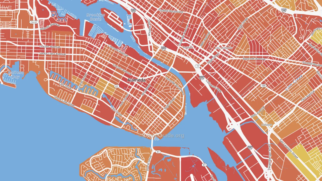 Fernside, Alameda, CA Map of Robbery Rates