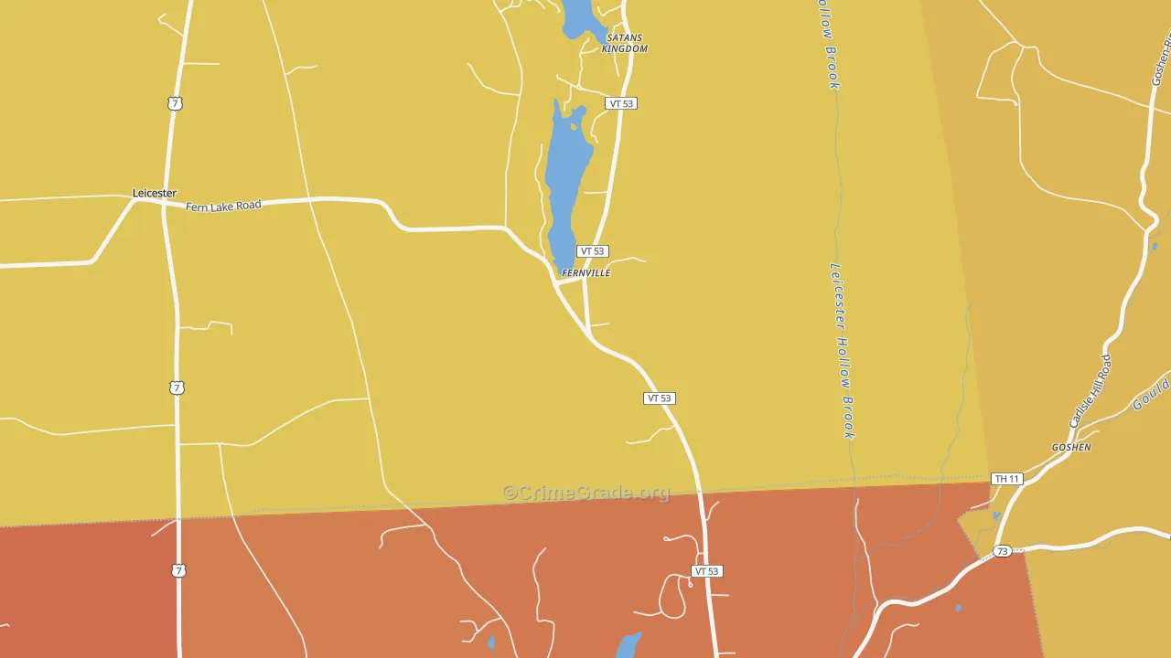 Fernville, VT Map of Robbery Rates