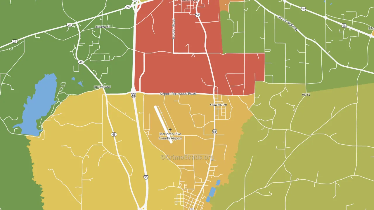 Fernwood, MS Map of Robbery Rates