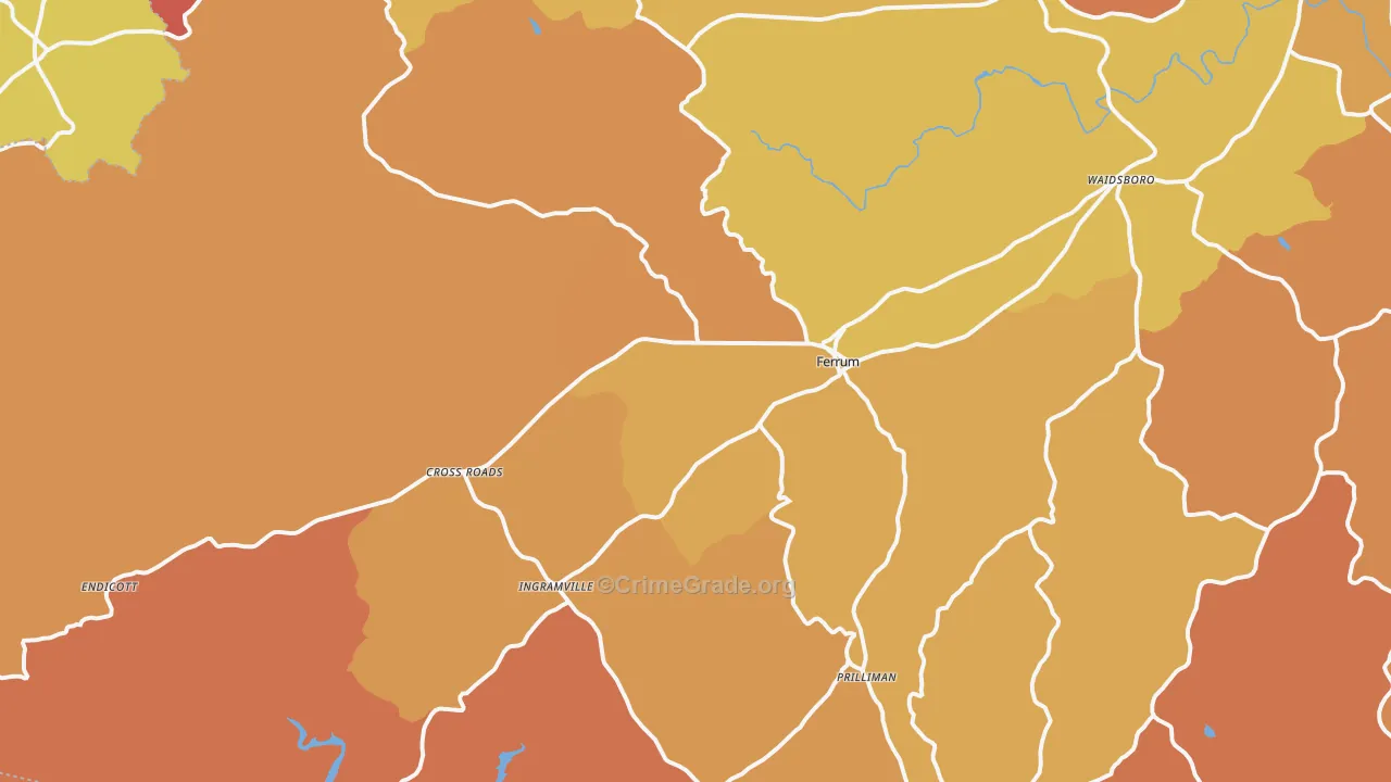 Ferrum, VA Map of Robbery Rates