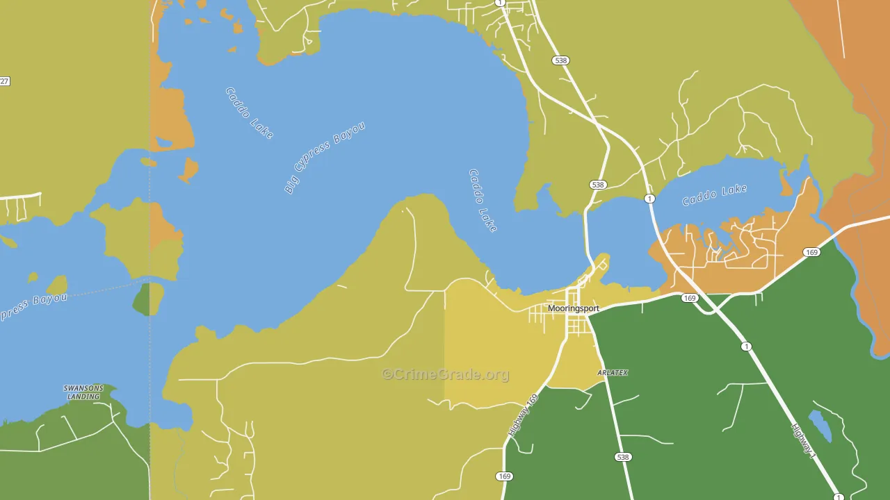 Ferry Lake, LA Map of Robbery Rates
