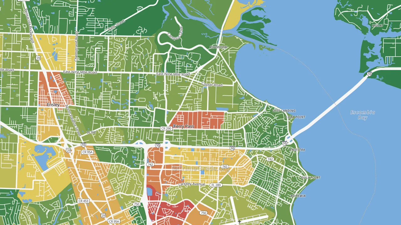 Ferry Pass, FL Map of Robbery Rates