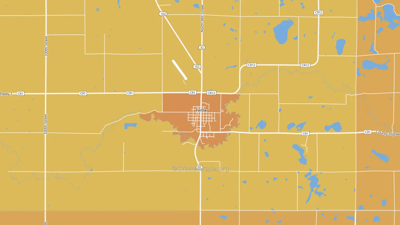 Fertile, MN Map of Robbery Rates