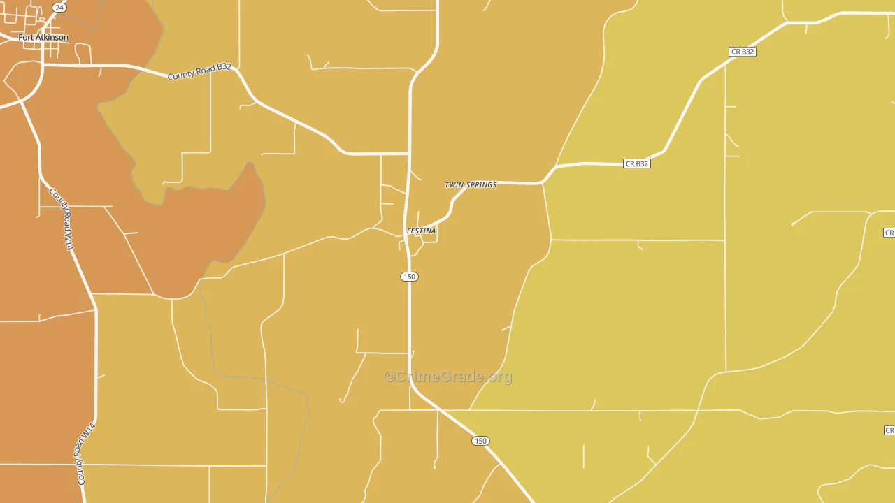 Festina, IA Map of Robbery Rates