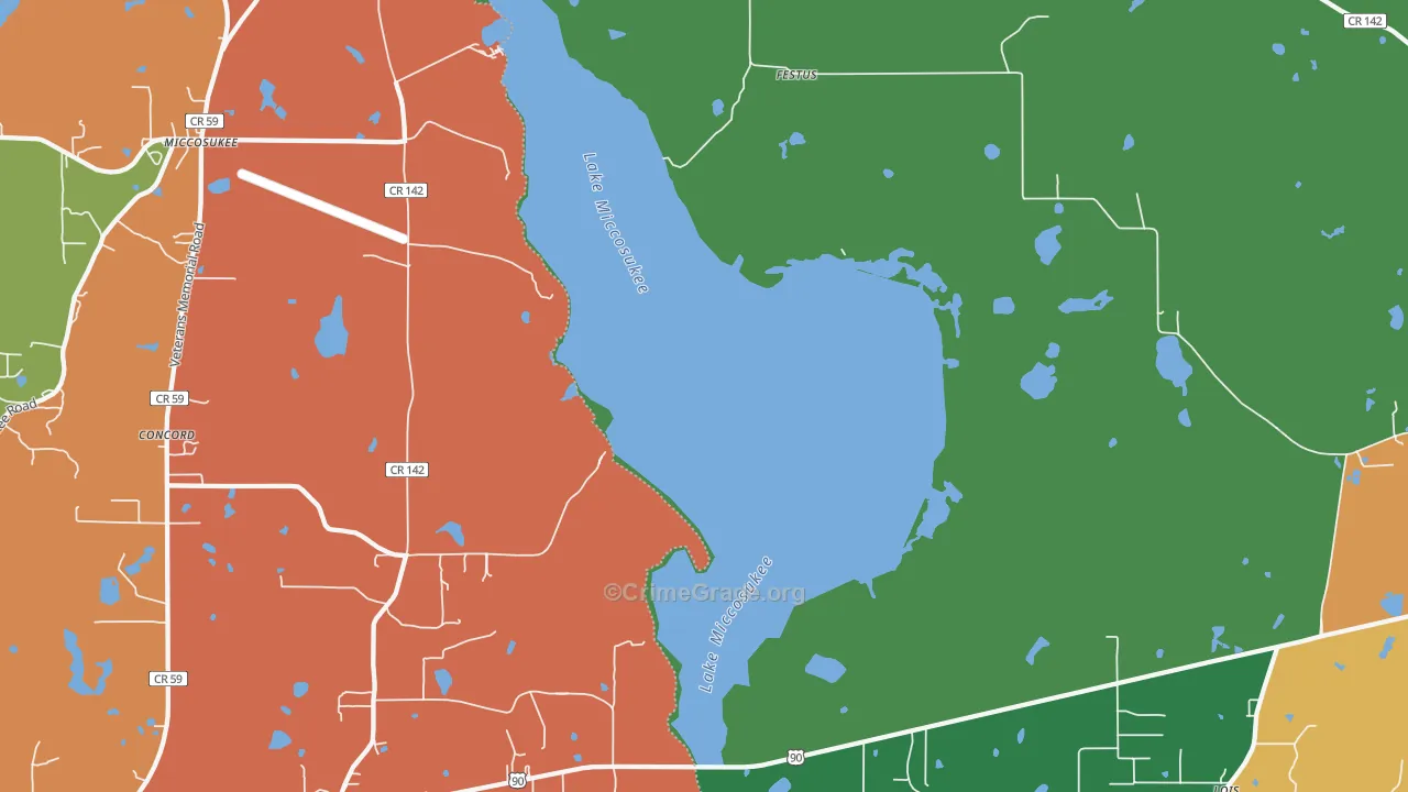 Festus, FL Map of Robbery Rates