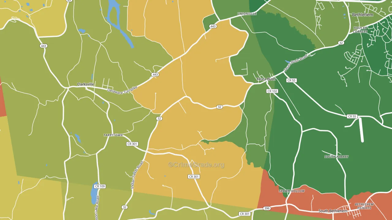 Feura Bush, NY Map of Robbery Rates
