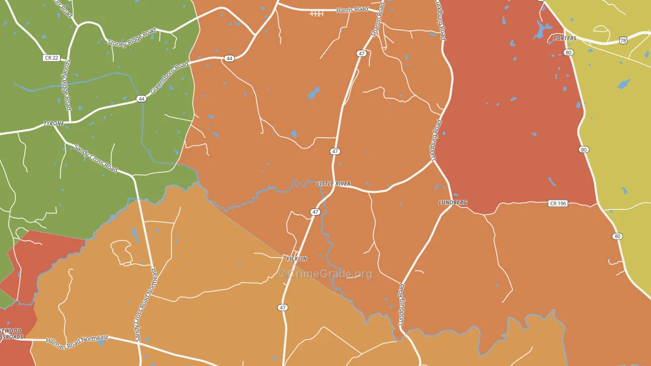 Ficklin, GA Map of Robbery Rates