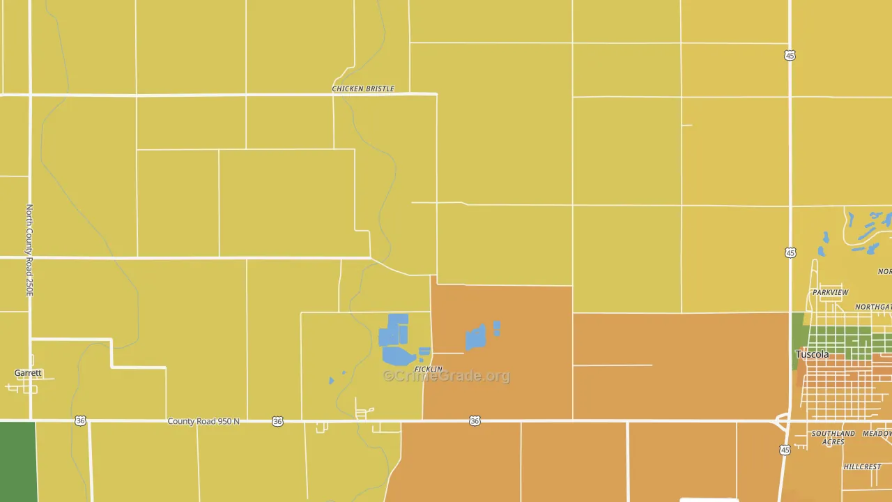 Ficklin, IL Map of Robbery Rates