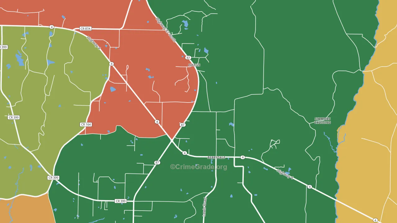 Fidelis, FL Map of Robbery Rates