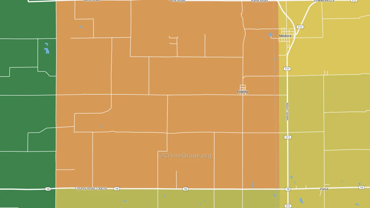 Fidelity, IL Map of Robbery Rates