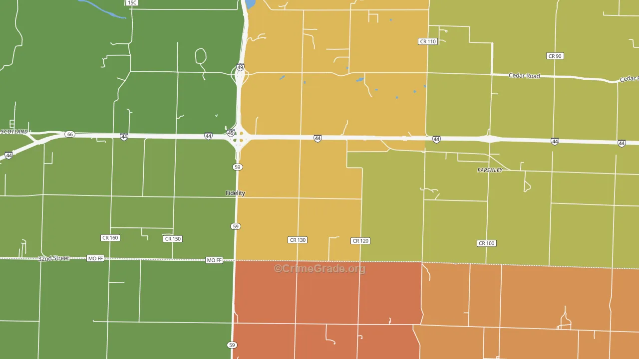 Fidelity, MO Map of Robbery Rates