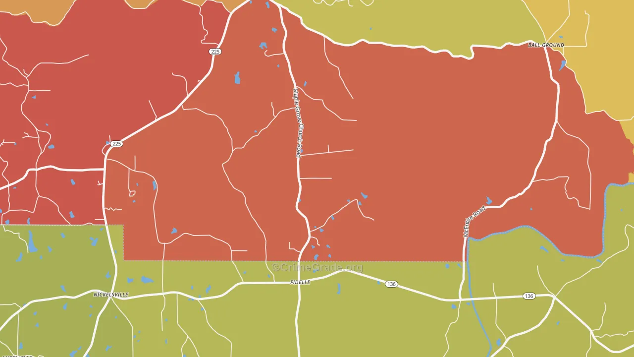 Fidelle, GA Map of Robbery Rates