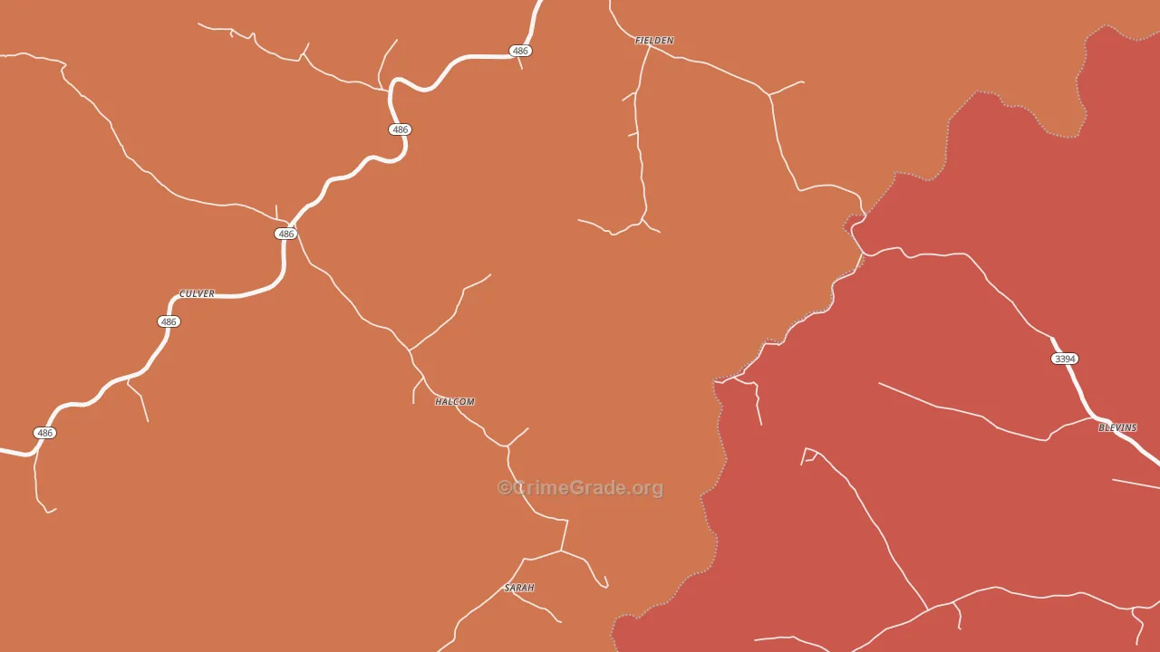 Fielden, KY Map of Robbery Rates