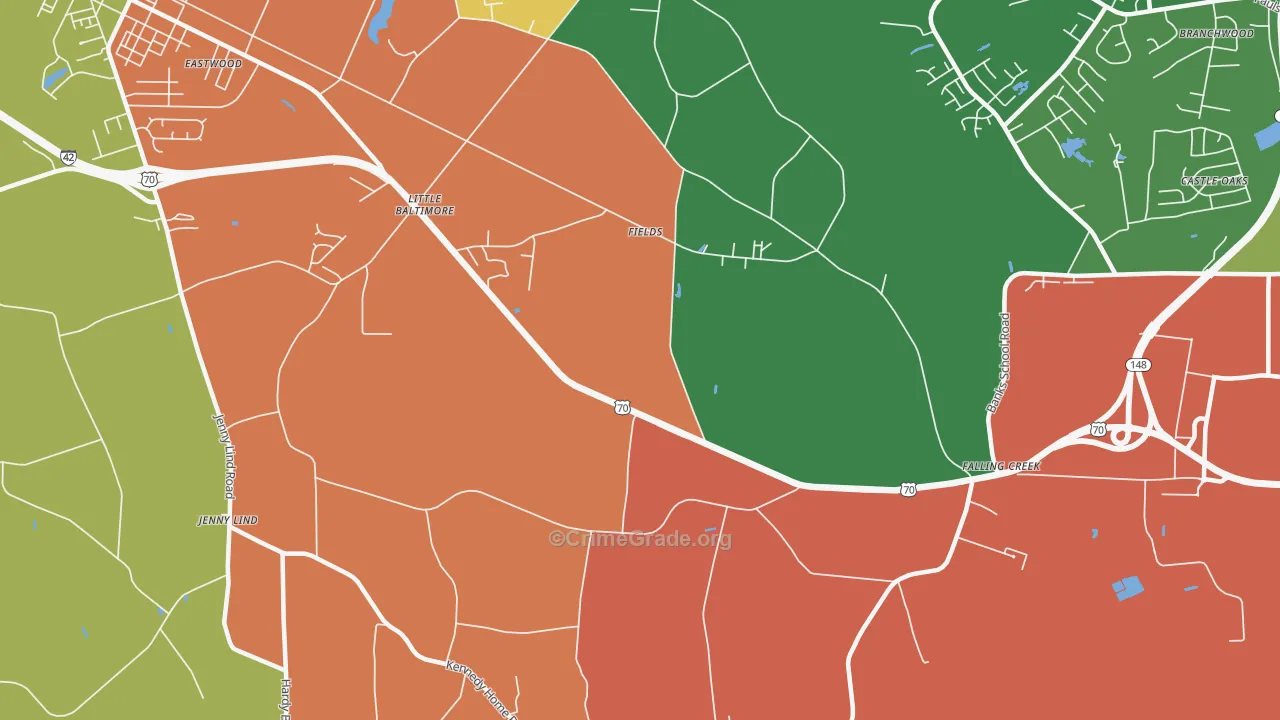 Fields, NC Map of Robbery Rates