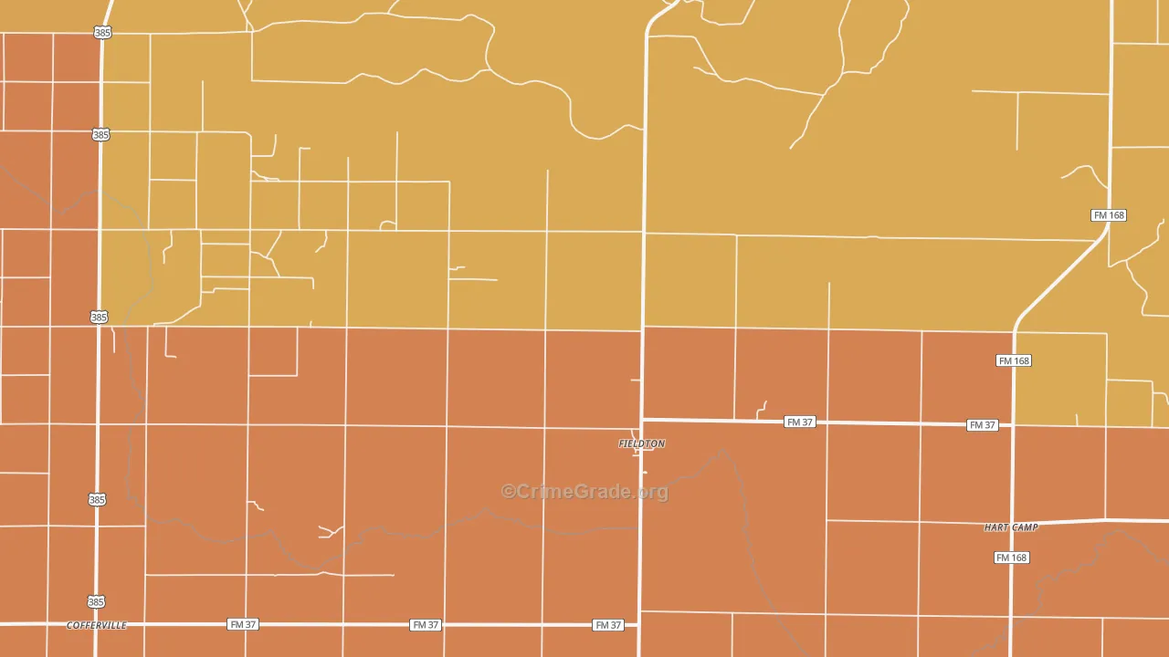 Fieldton, TX Map of Robbery Rates