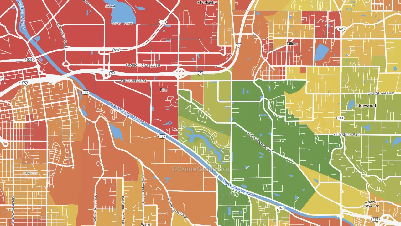Fife, WA Map of Robbery Rates