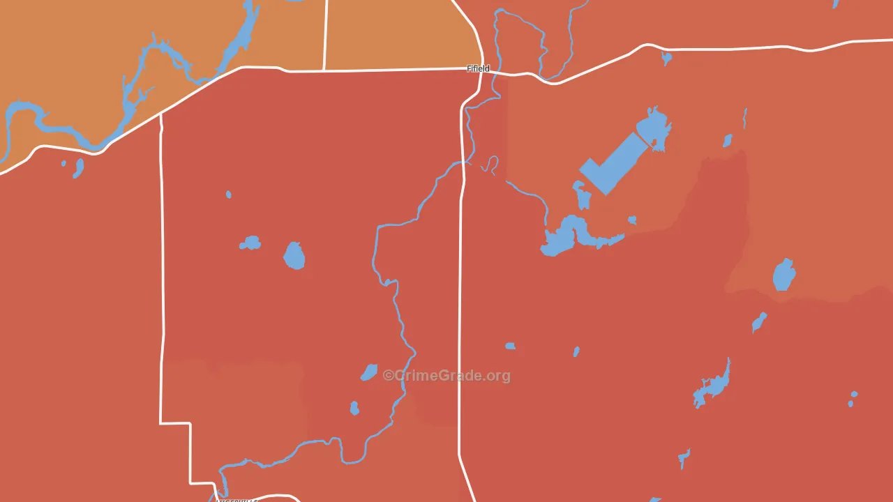 Fifield, WI Map of Robbery Rates