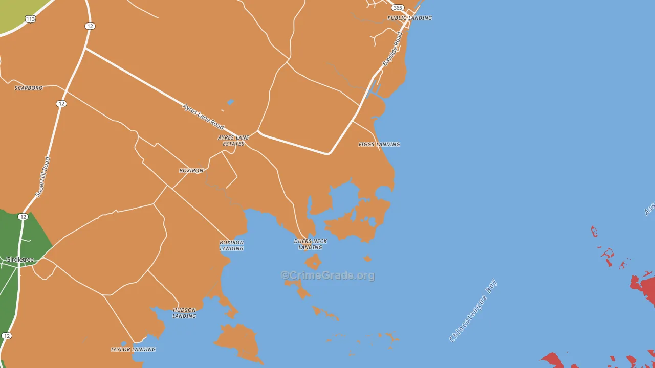 Figgs Landing, MD Map of Robbery Rates