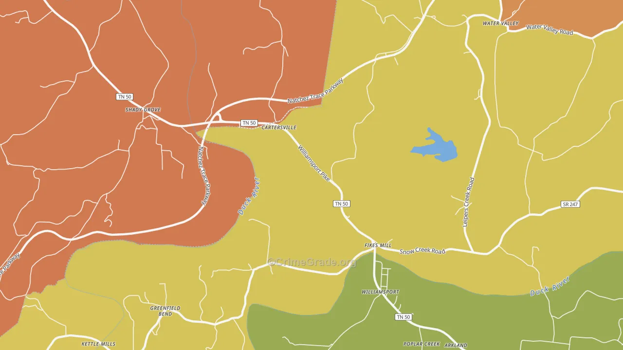 Fikes Mill, TN Map of Robbery Rates