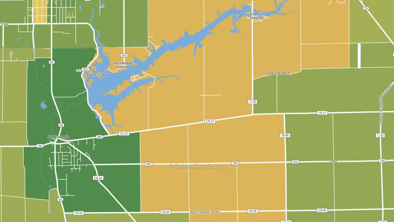 Filburns Island, OH Map of Robbery Rates