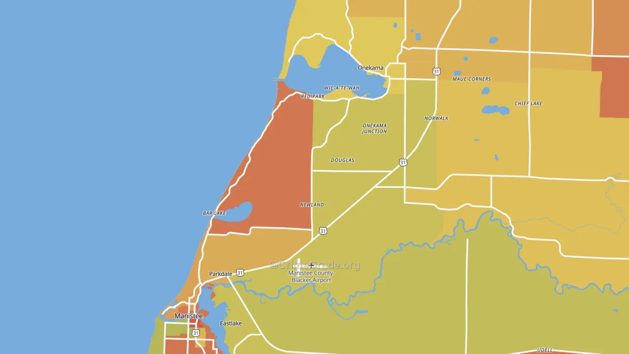 Filer City, MI Map of Robbery Rates