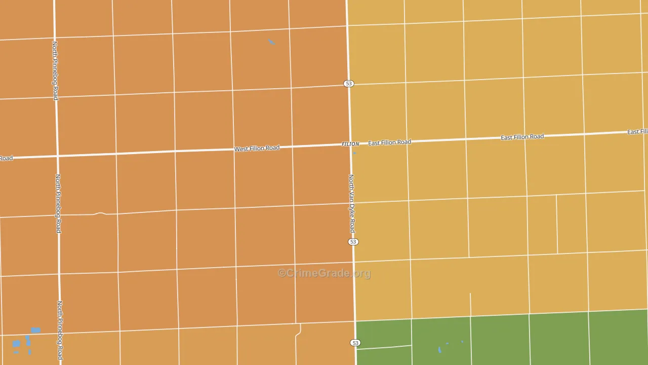 Filion, MI Map of Robbery Rates