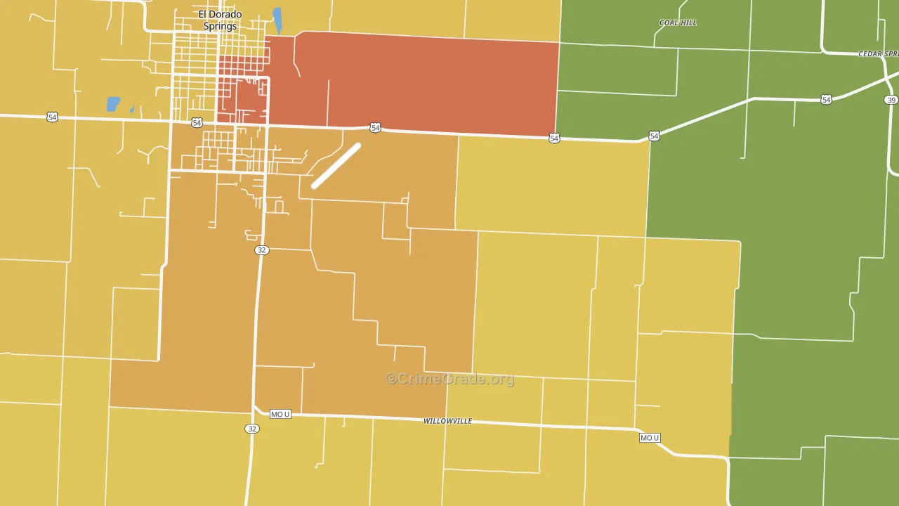 Filley, MO Map of Robbery Rates