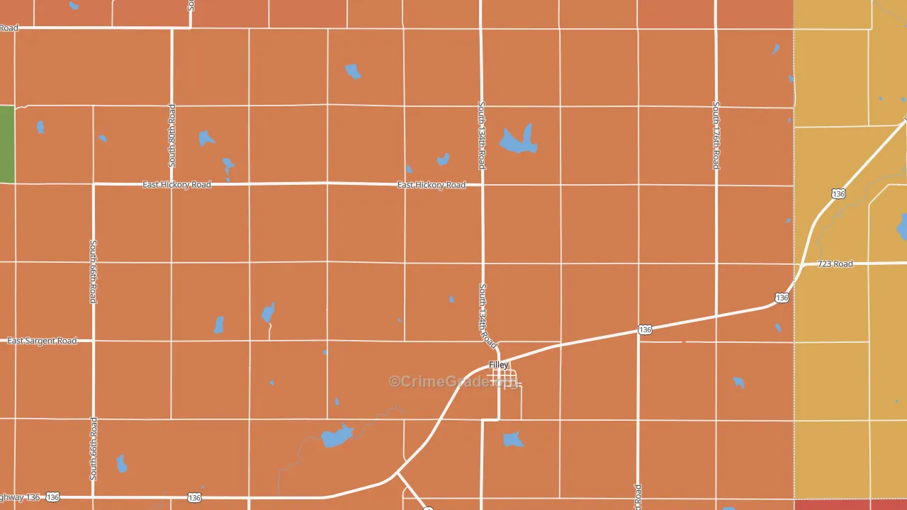Filley, NE Map of Robbery Rates