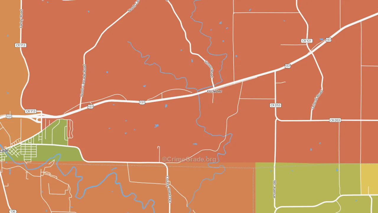 Fillmore, IA Map of Robbery Rates