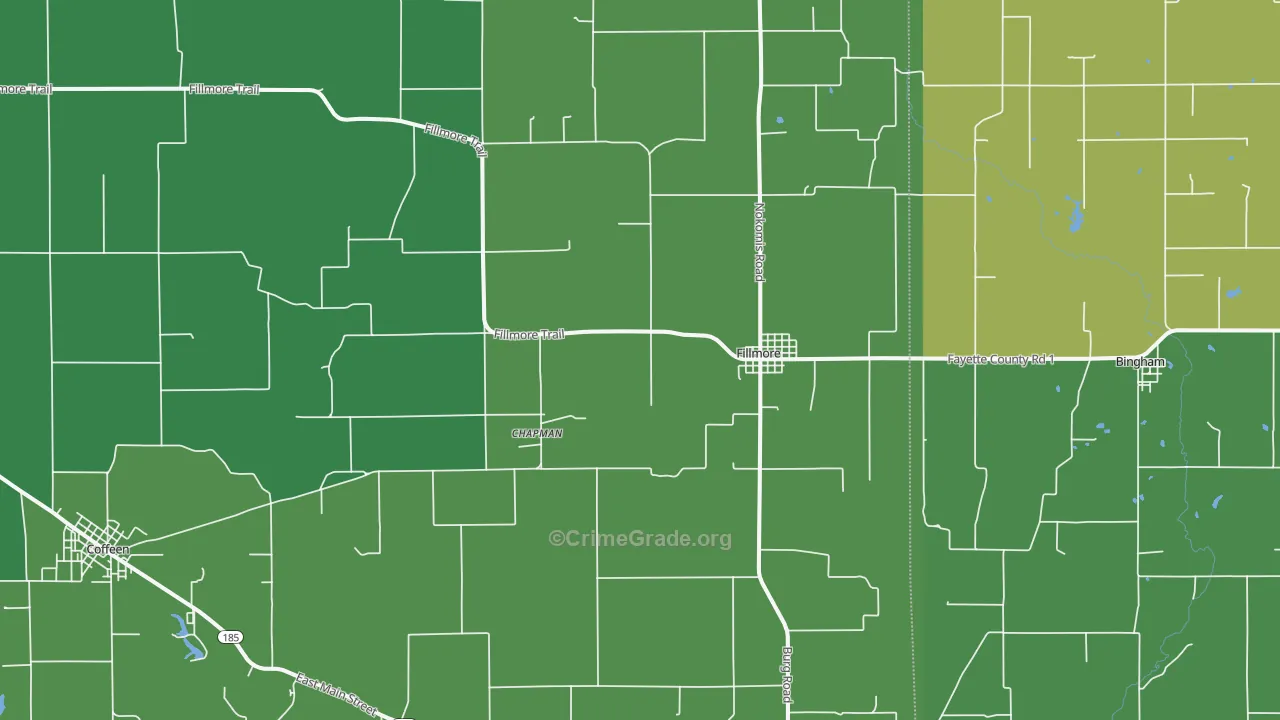 Fillmore, IL Map of Robbery Rates