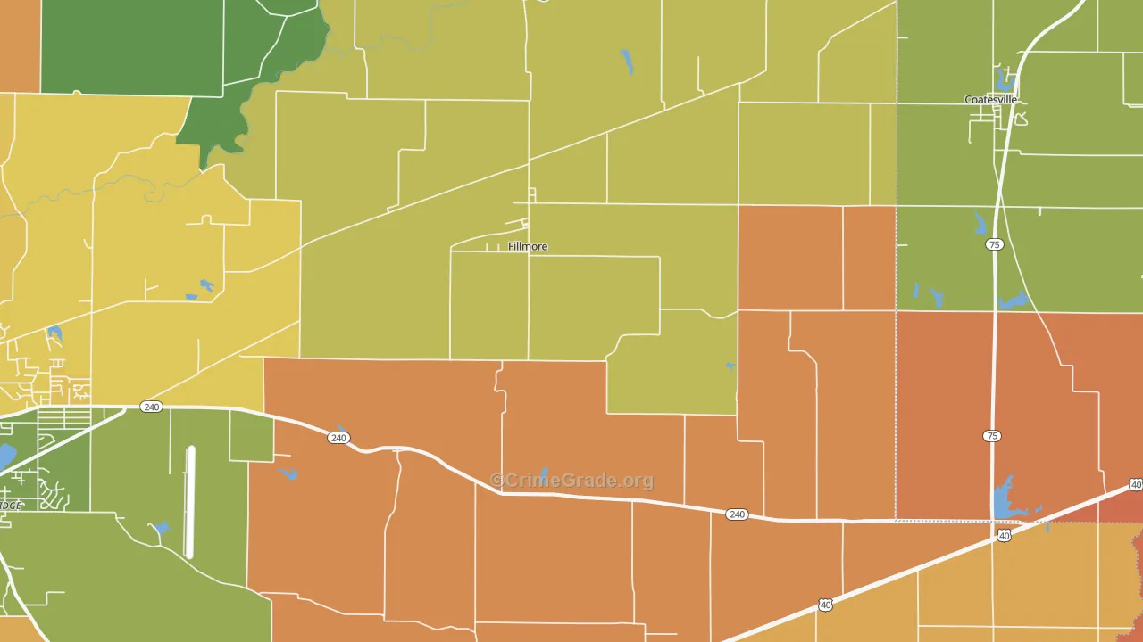 Fillmore, IN Map of Robbery Rates