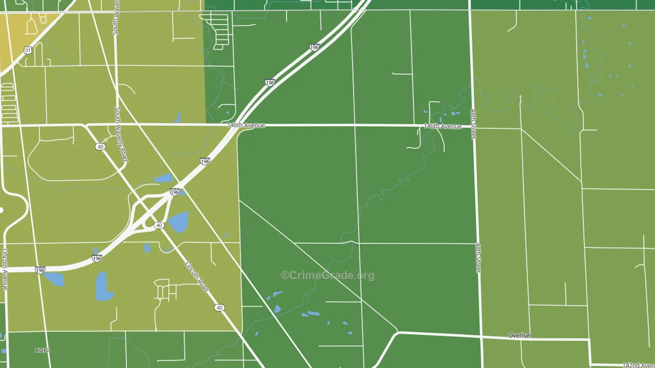 Fillmore, MI Map of Robbery Rates