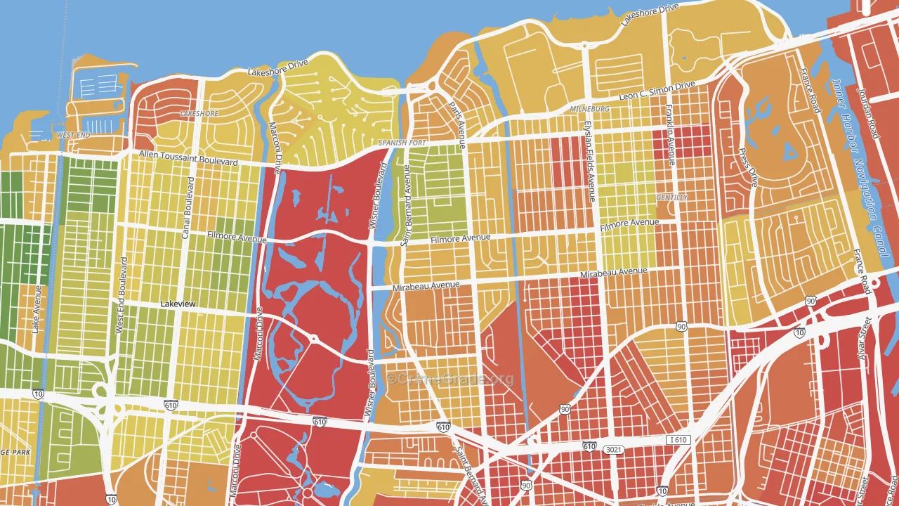 Fillmore, New Orleans, LA Map of Robbery Rates